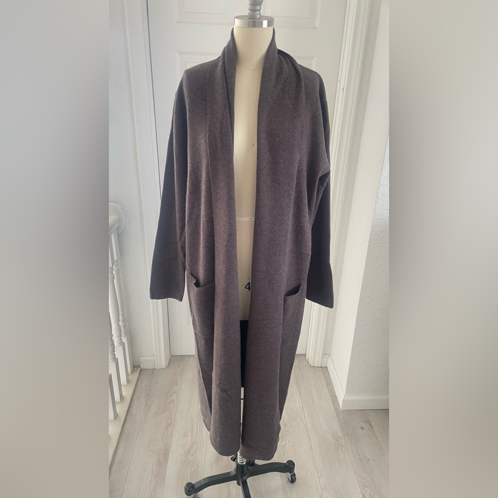Maxsport Long Brown/ Heather Charcol Open Cardigan